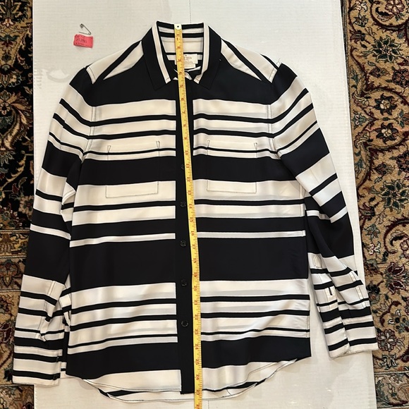Kate Spade New York black and white striped silk blouse, XS - Picture 8 of 10